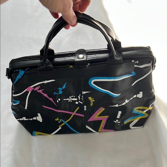 Fenicottero Black Leather Graffiti Bag - Picture 1 of 9